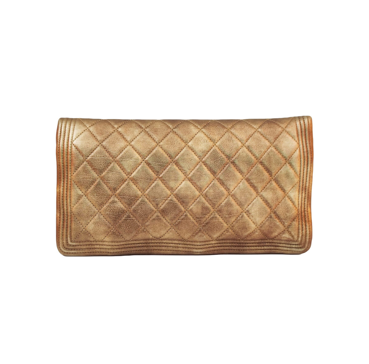GOLD METALLIC FOLD BOY OVER CLUTCH BAG