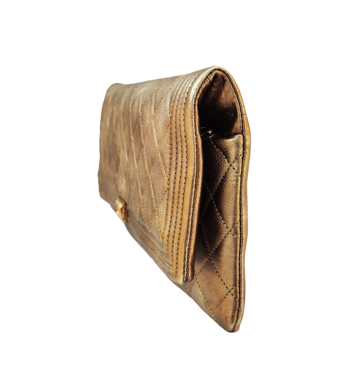 GOLD METALLIC FOLD BOY OVER CLUTCH BAG