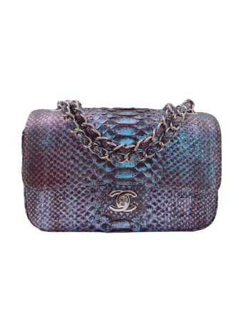 PYTHON SKIN AND LEATHER CLASSIC MINI SINGLE FLAP BAG
