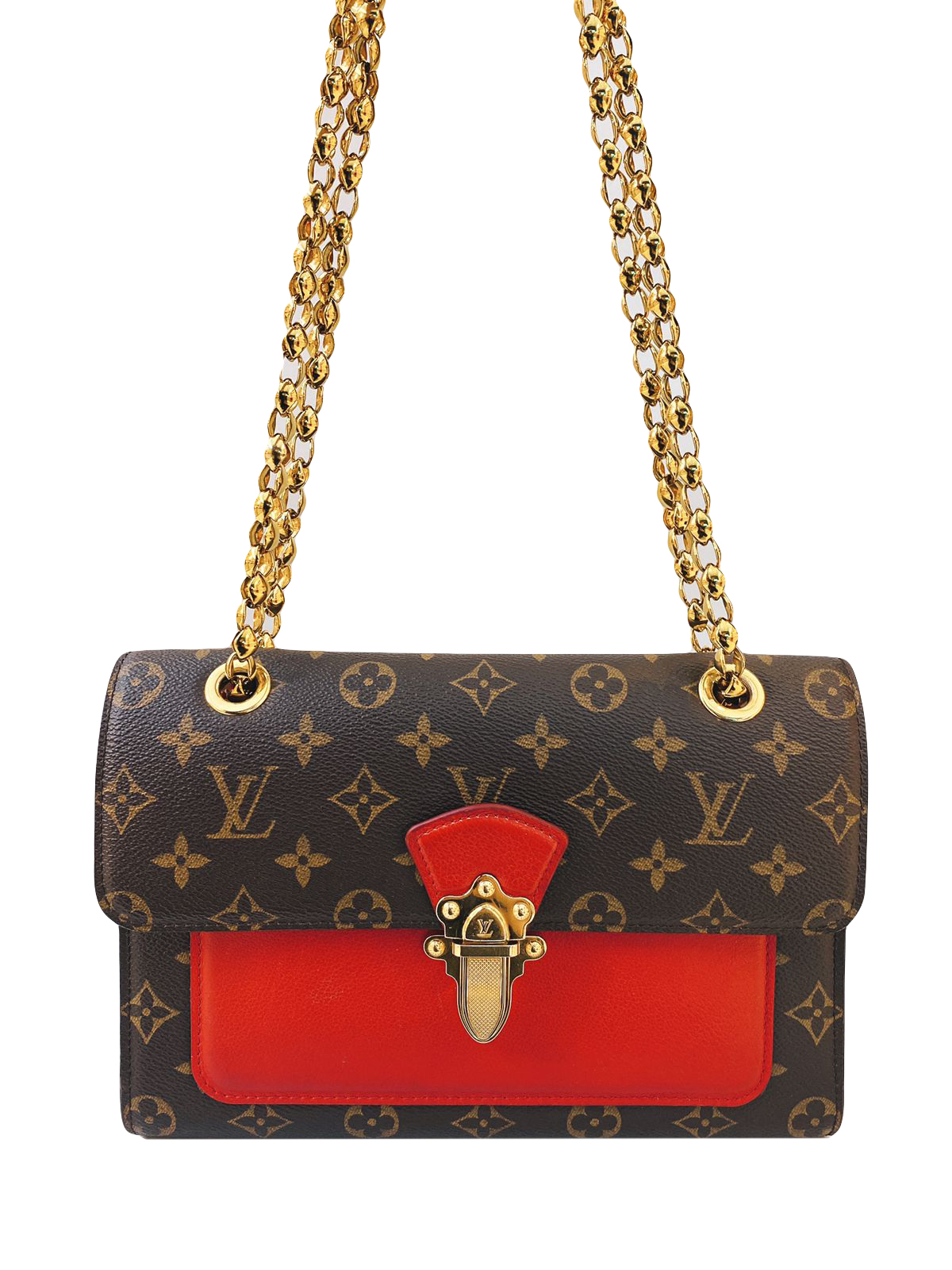 Louis Vuitton Brown & Red Monogram Victorie Shoulder Bag