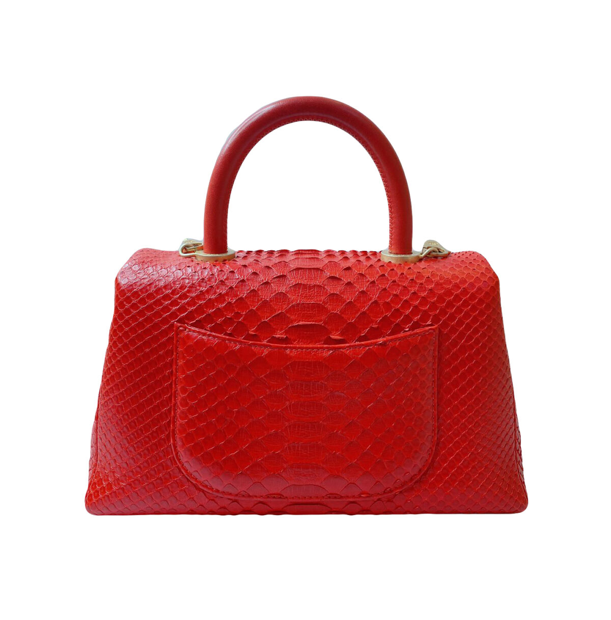 RED PHYTON EMBOSSED LEATHER COCO SMALL TOP HANDLE BAG