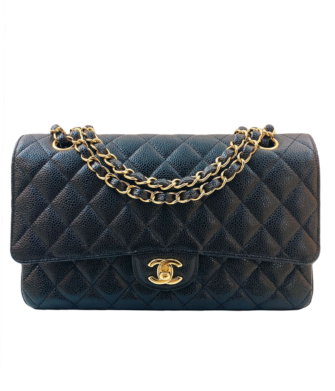 BLACK CAVIAR LEATHER MEDIUM CLASSIC DOUBLE FLAP BAG