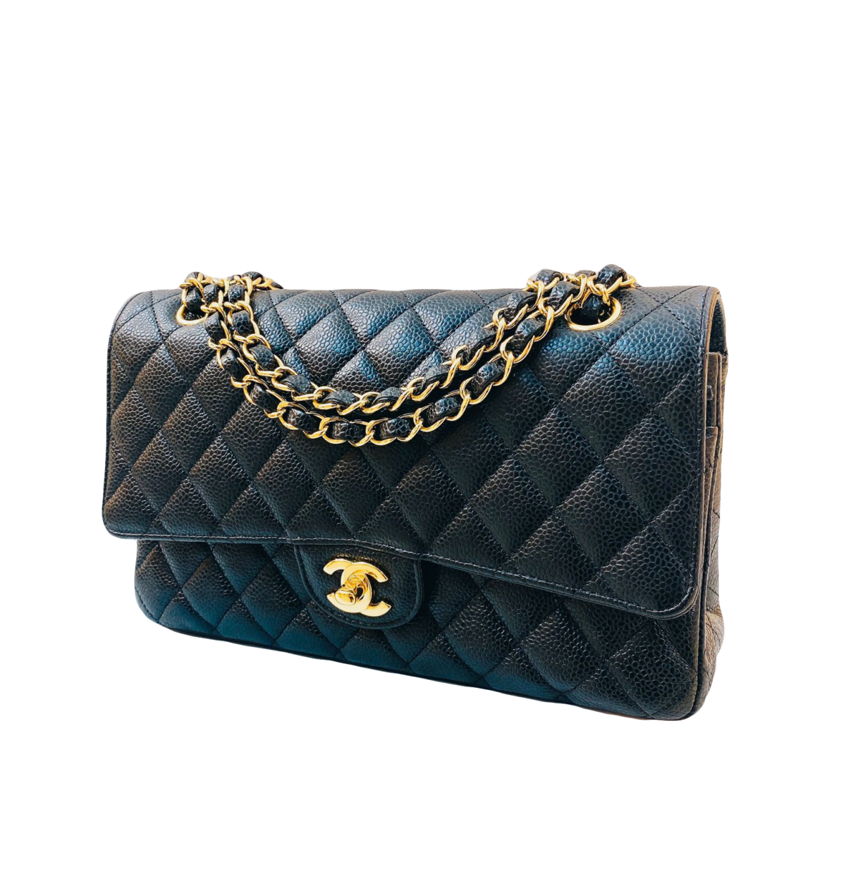 BLACK CAVIAR LEATHER MEDIUM CLASSIC DOUBLE FLAP BAG