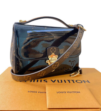 BLACK VERNIS LEATHER AND MONOGRAM CANVAS CHERRYWOOD BB BAG