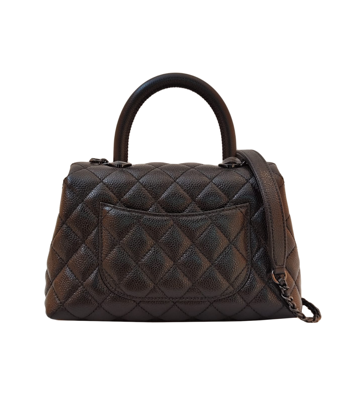 CHANEL SO BLACK CAVIAR LEATHER SMALL COCO TOP HANDLE BAG