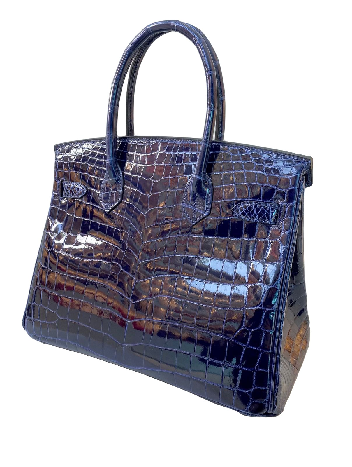 BLUE SAPPHIRE BIRKIN 30 NILOTICUS CROCODILE PHW - styleforless