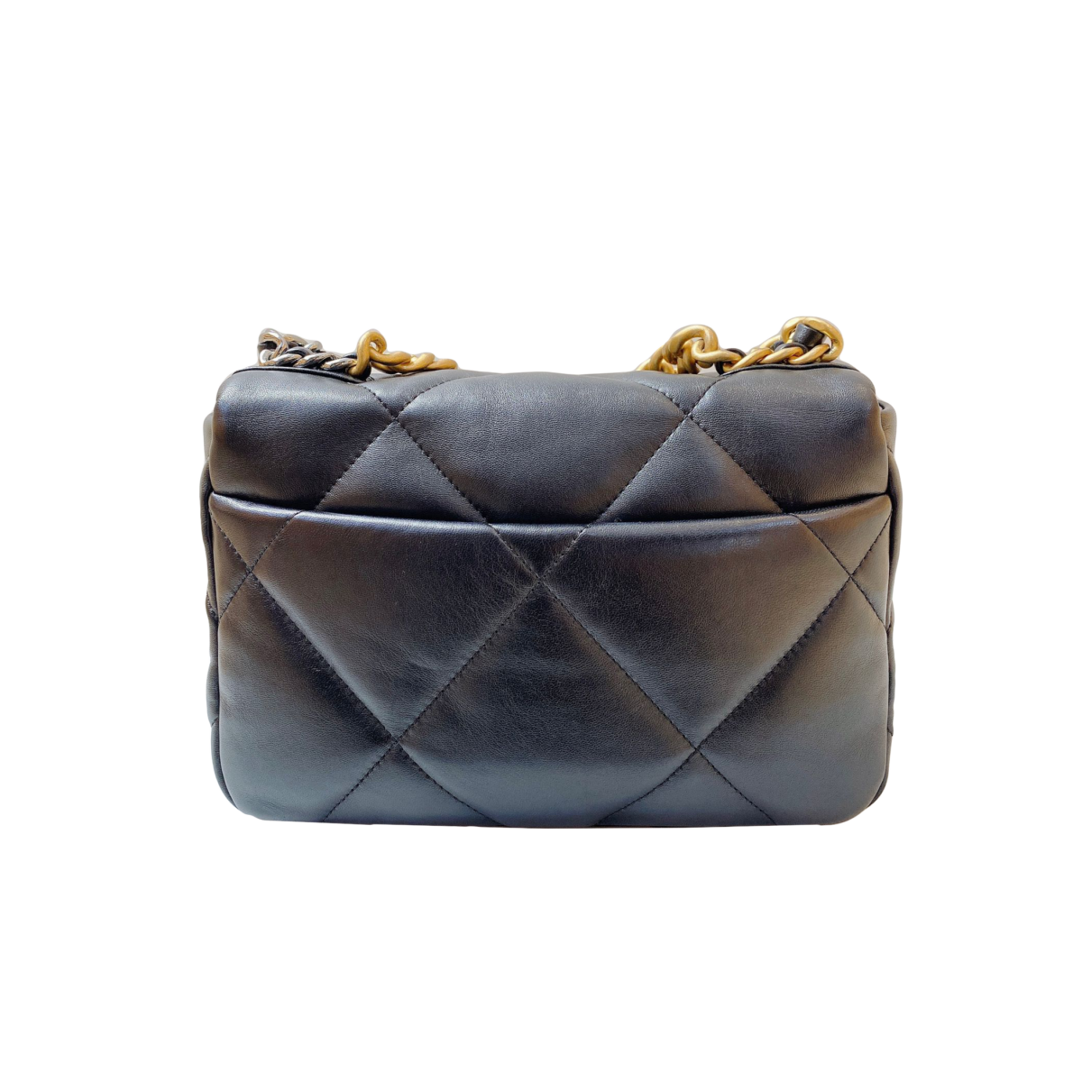 BLACK LAMBSKIN LEATHER CHANEL19 HANDBAG