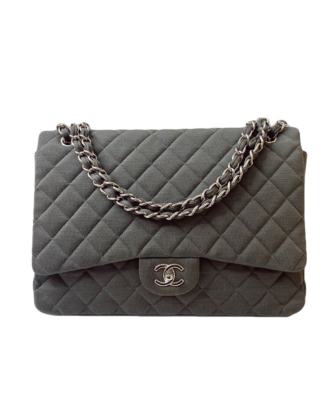 GRAY JERSEY MAXI CLASSIC FLAP BAG