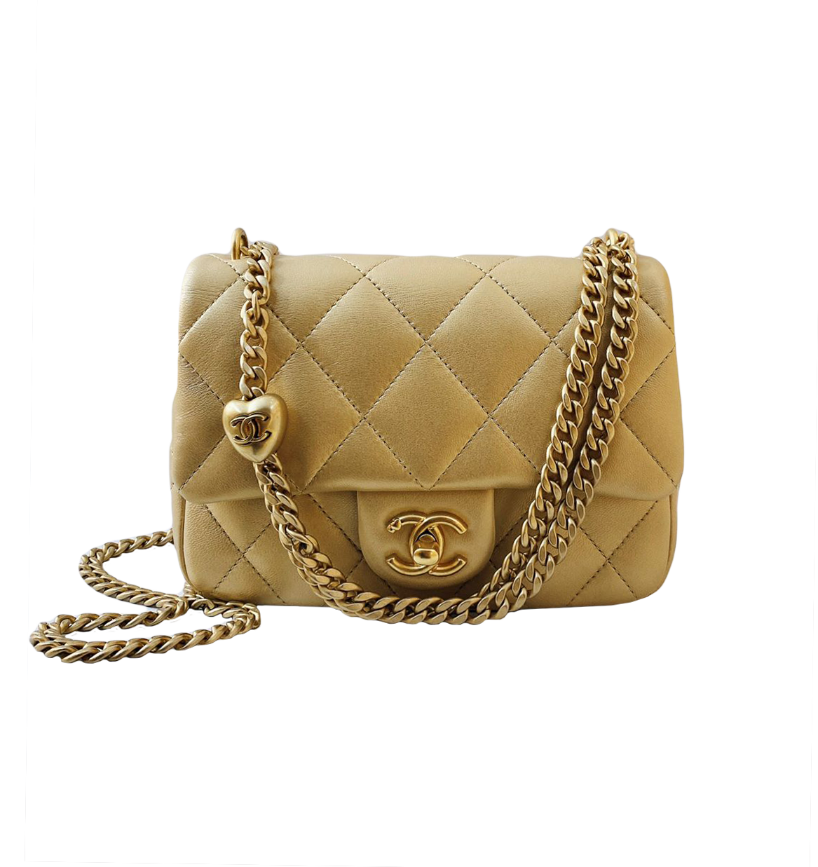 BNIB Chanel 23P Mini Flap Bag Adjustable Heart Pearl Crush Rectangular  Sweet heart 19CM Black Caviar