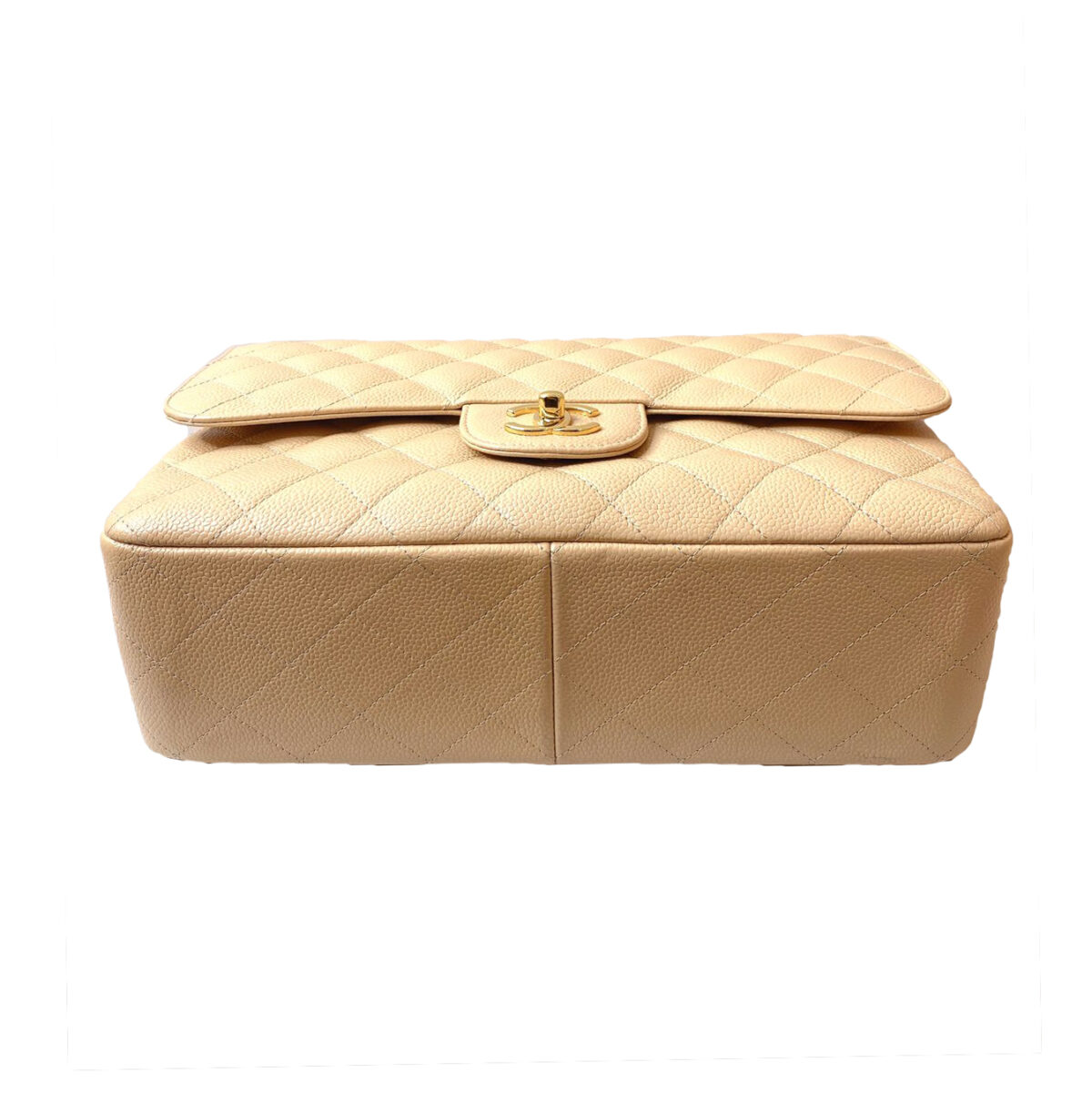 JUMBO CLASSIC DOUBLE FLAP BAG BEIGE CAVIAR GOLD HARDWARE