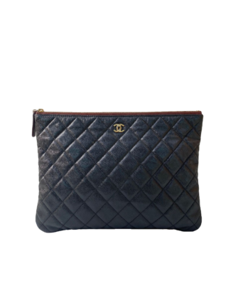 BLACK CAVIAR LEATHER MEDIUM O CASE POUCH