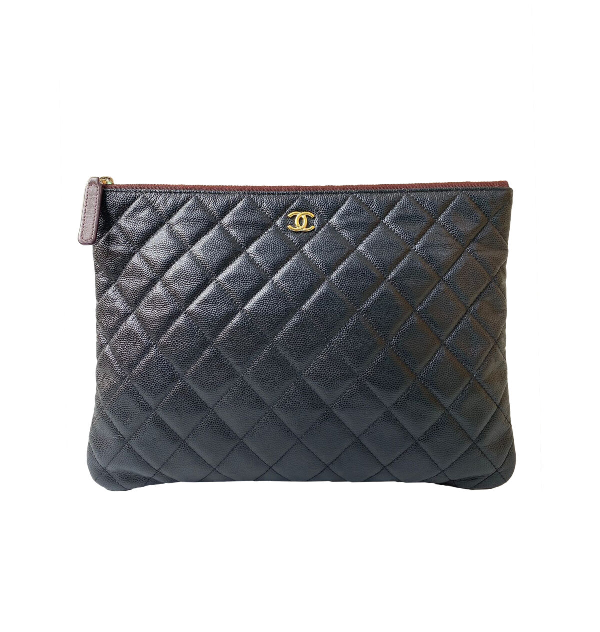 BLACK CAVIAR LEATHER MEDIUM O CASE POUCH