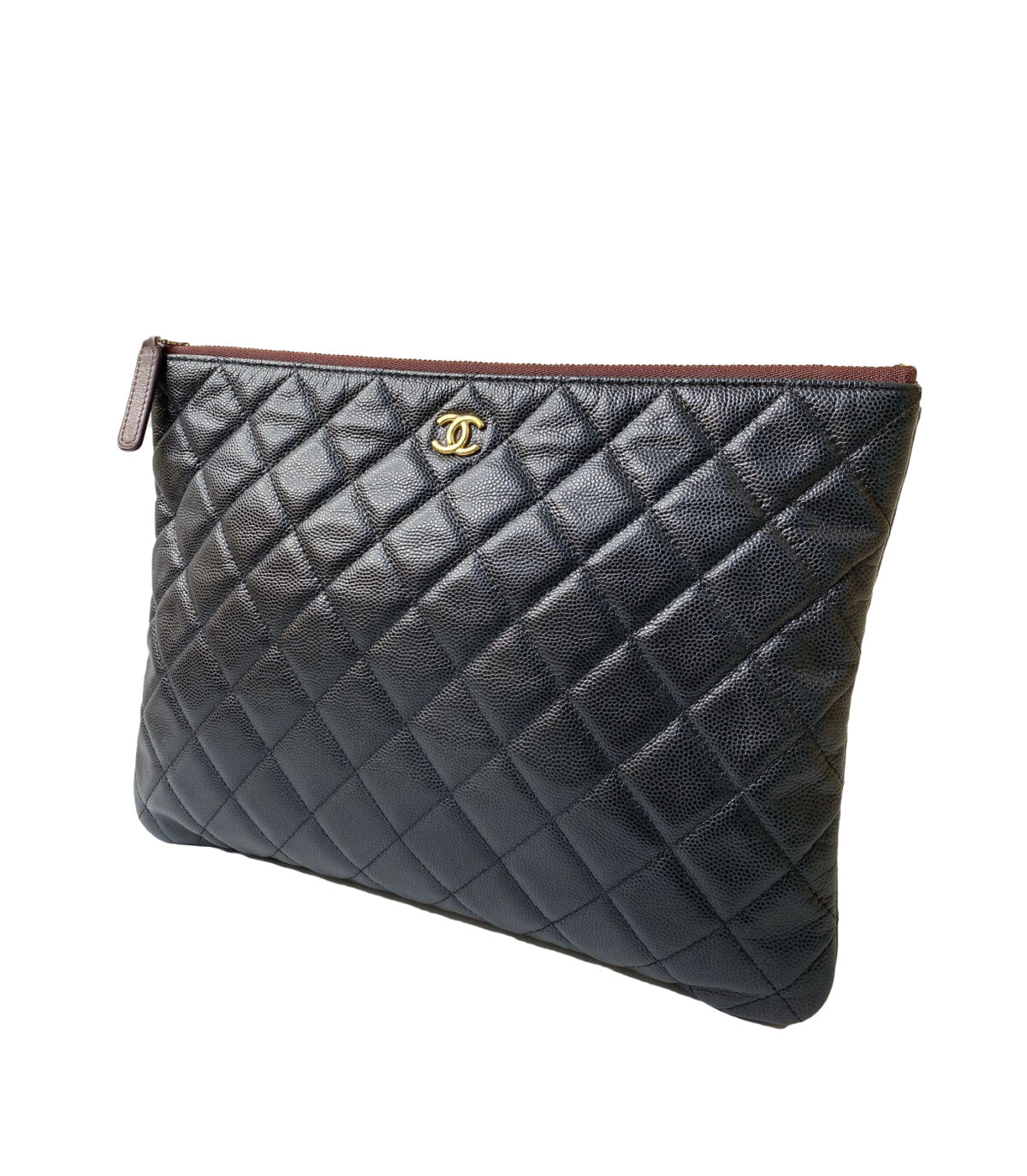 BLACK CAVIAR LEATHER MEDIUM O CASE POUCH