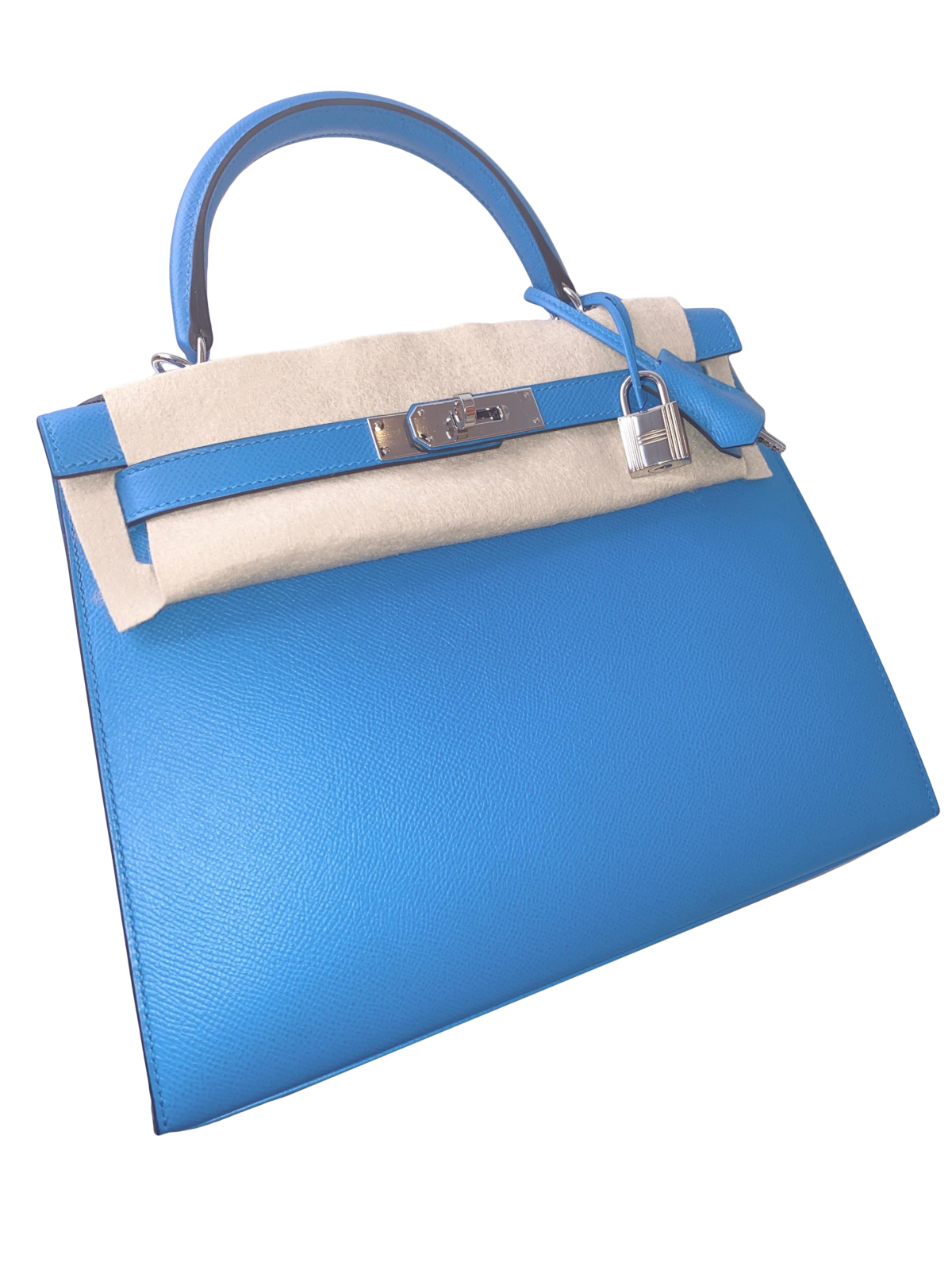 BLEU ZANZIBAR EPSOM LEATHER KELLY 28 PHW HANDBAG