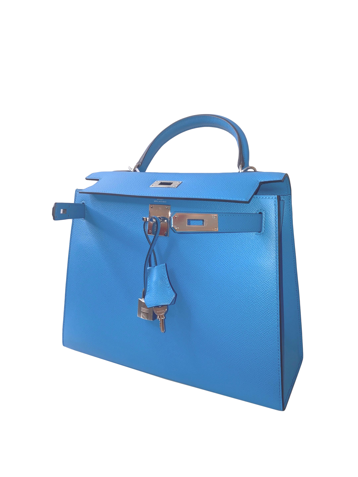 BLEU ZANZIBAR EPSOM LEATHER KELLY 28 PHW HANDBAG