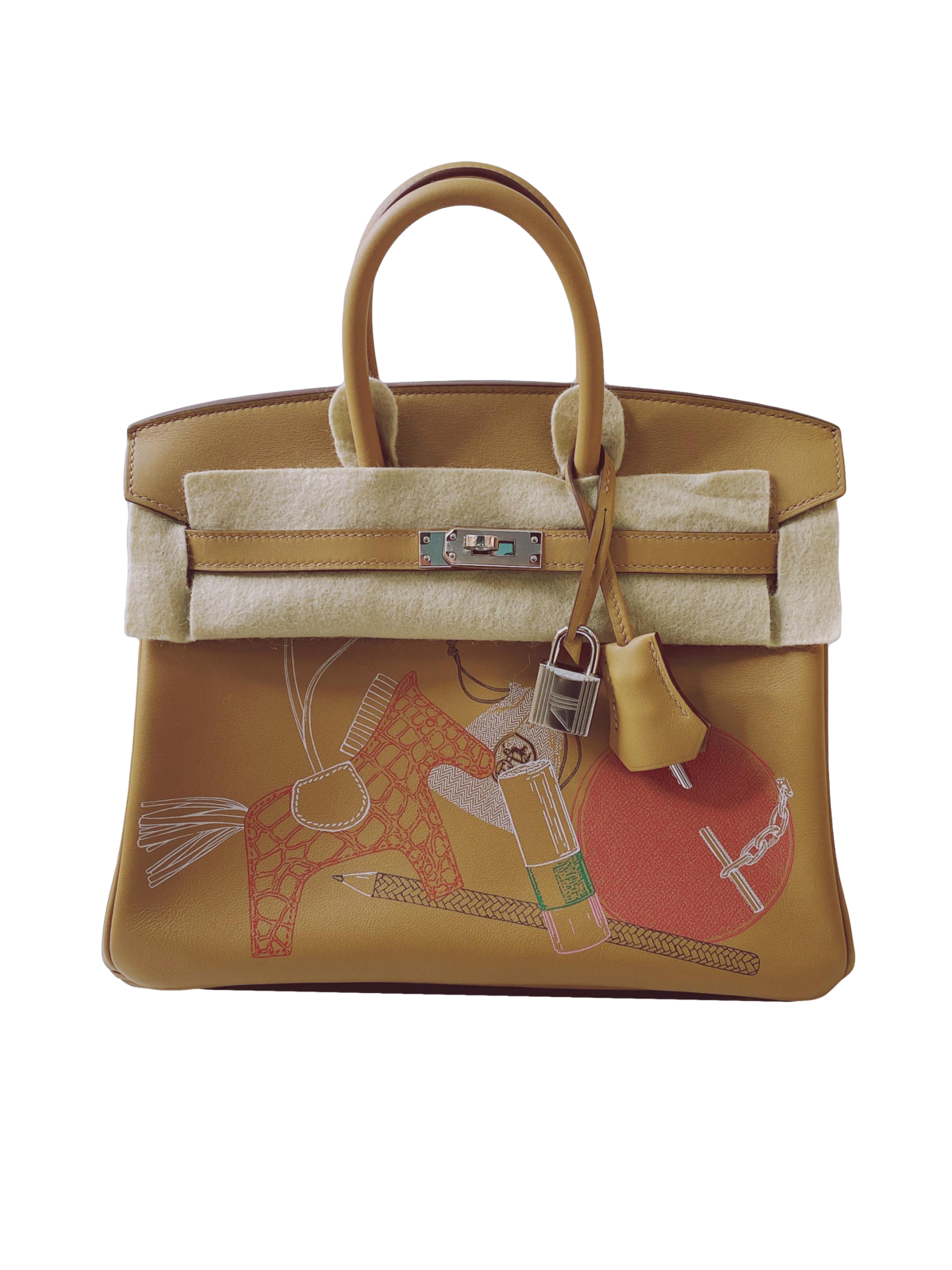 IN AND OUT BIRKIN 25 BISCUIT PRINTED SWIFT PALLADIUM HARDWARE