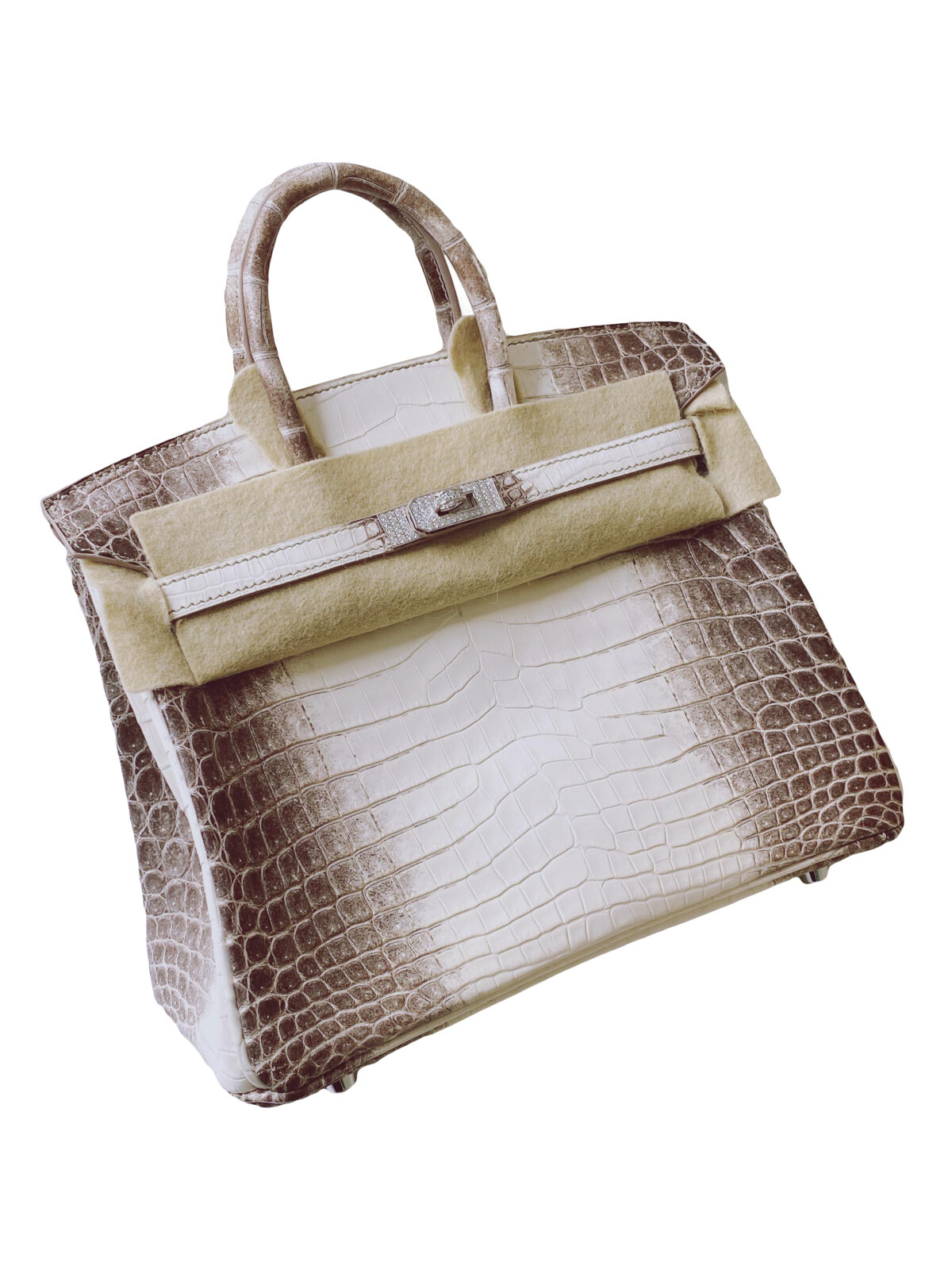 BIRKIN 25 HIMALAYA NILOTICUS CROCODILE 18K WHITE GOLD AND DIAMOND ENCRUSTED HARDWARE