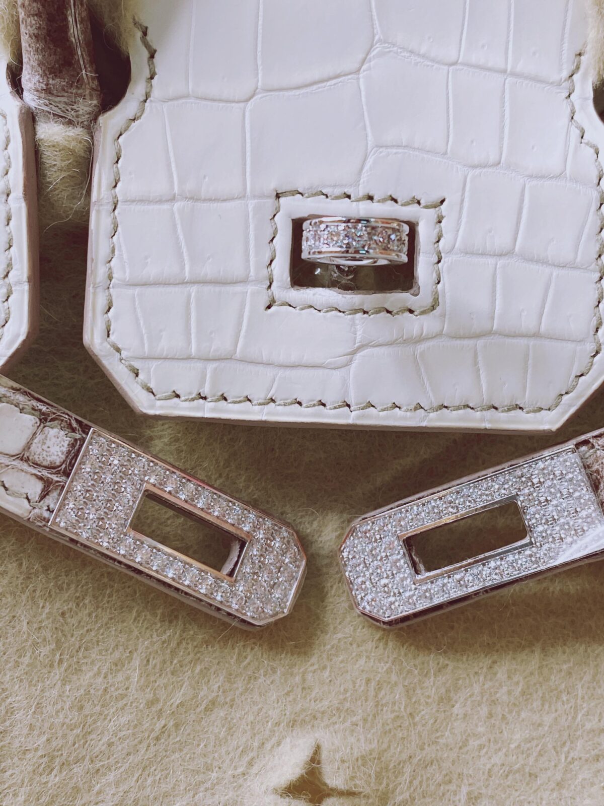 BIRKIN 25 HIMALAYA NILOTICUS CROCODILE 18K WHITE GOLD AND DIAMOND ENCRUSTED HARDWARE