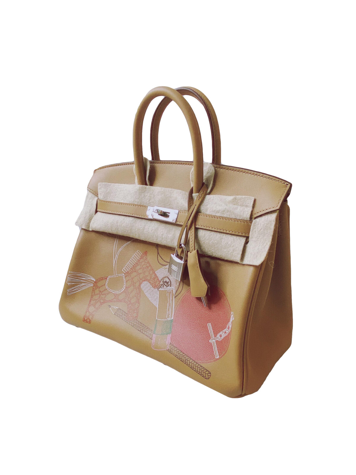 IN AND OUT BIRKIN 25 BISCUIT PRINTED SWIFT PALLADIUM HARDWARE