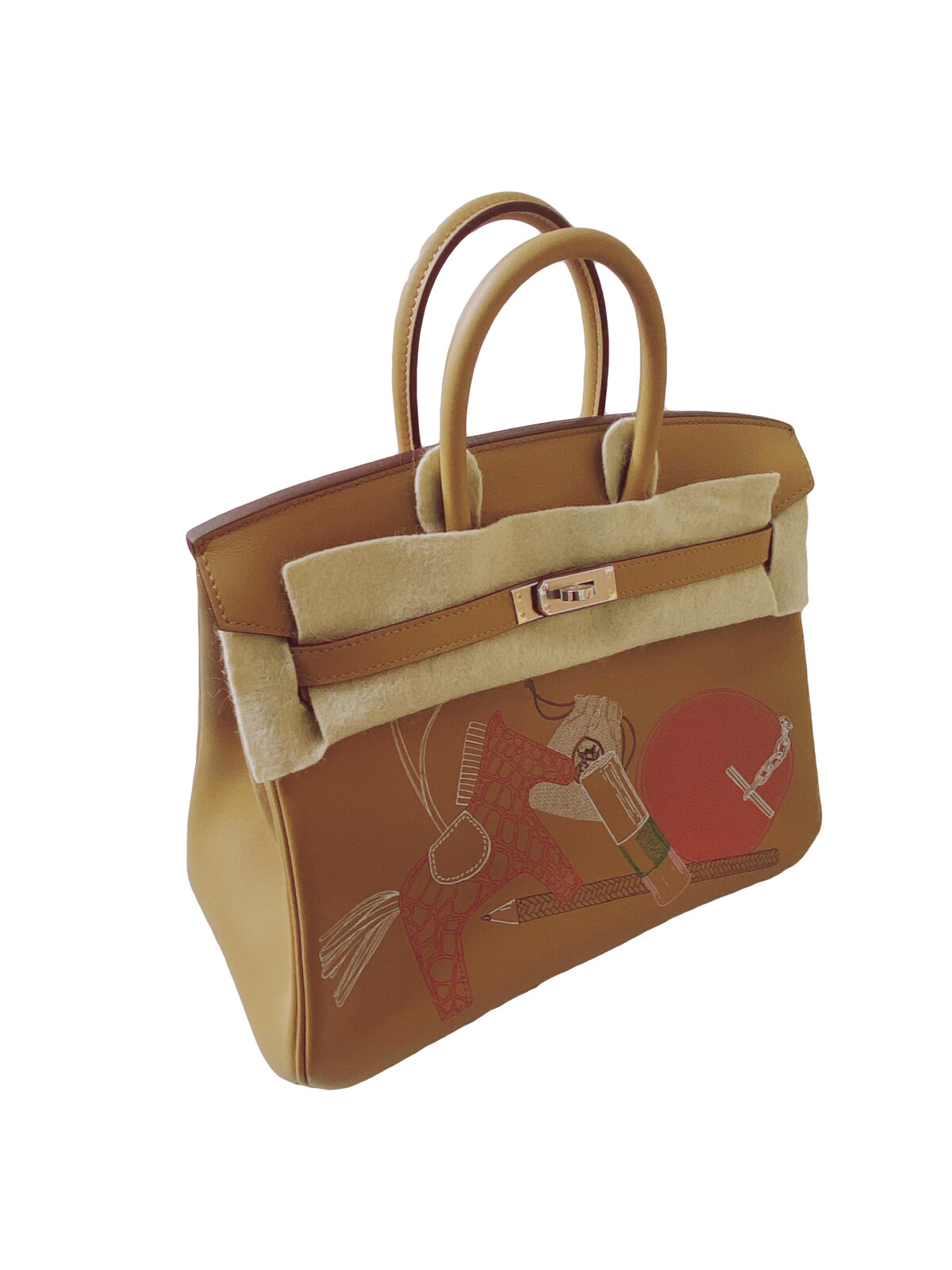 IN AND OUT BIRKIN 25 BISCUIT PRINTED SWIFT PALLADIUM HARDWARE