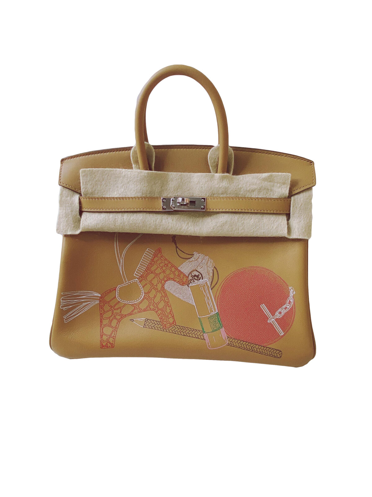 IN AND OUT BIRKIN 25 BISCUIT PRINTED SWIFT PALLADIUM HARDWARE