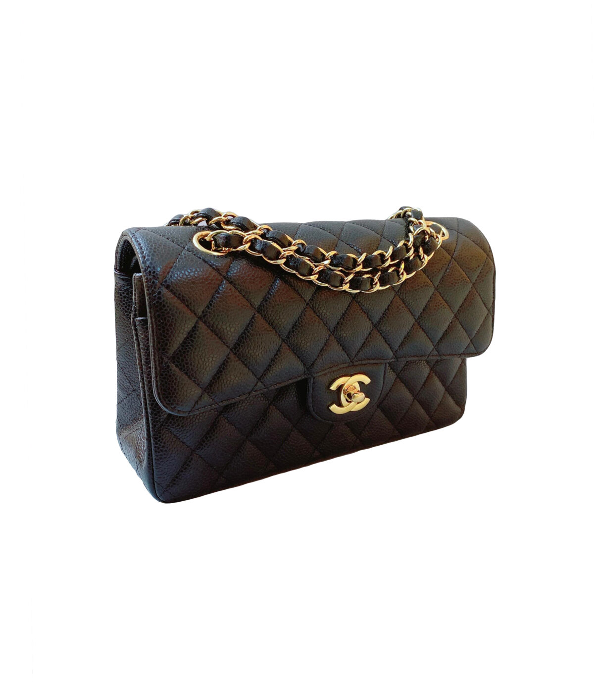 BLACK CAVIAR LEATHER SMALL CLASSIC DOUBLE FLAP HANDBAG
