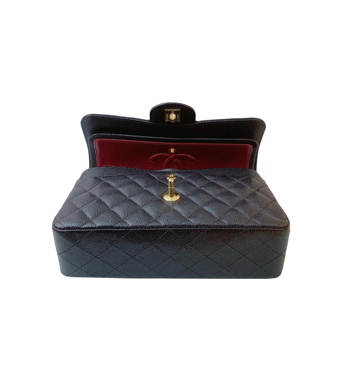 BLACK CAVIAR LEATHER SMALL CLASSIC DOUBLE FLAP HANDBAG