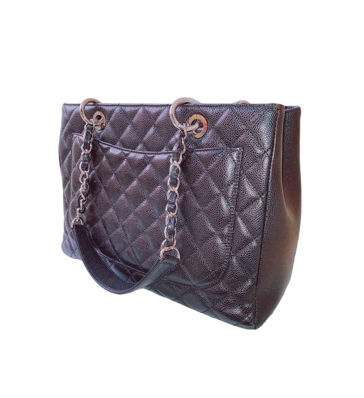 BLACK CAVIAR LEATHER GRAND SHOPPING TOTE BAG