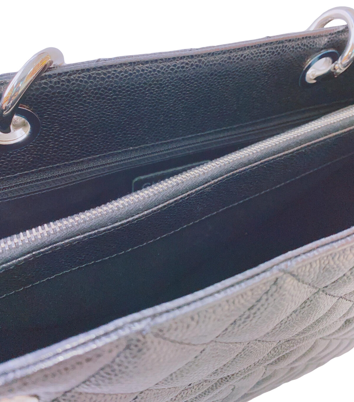 BLACK CAVIAR LEATHER GRAND SHOPPING TOTE BAG