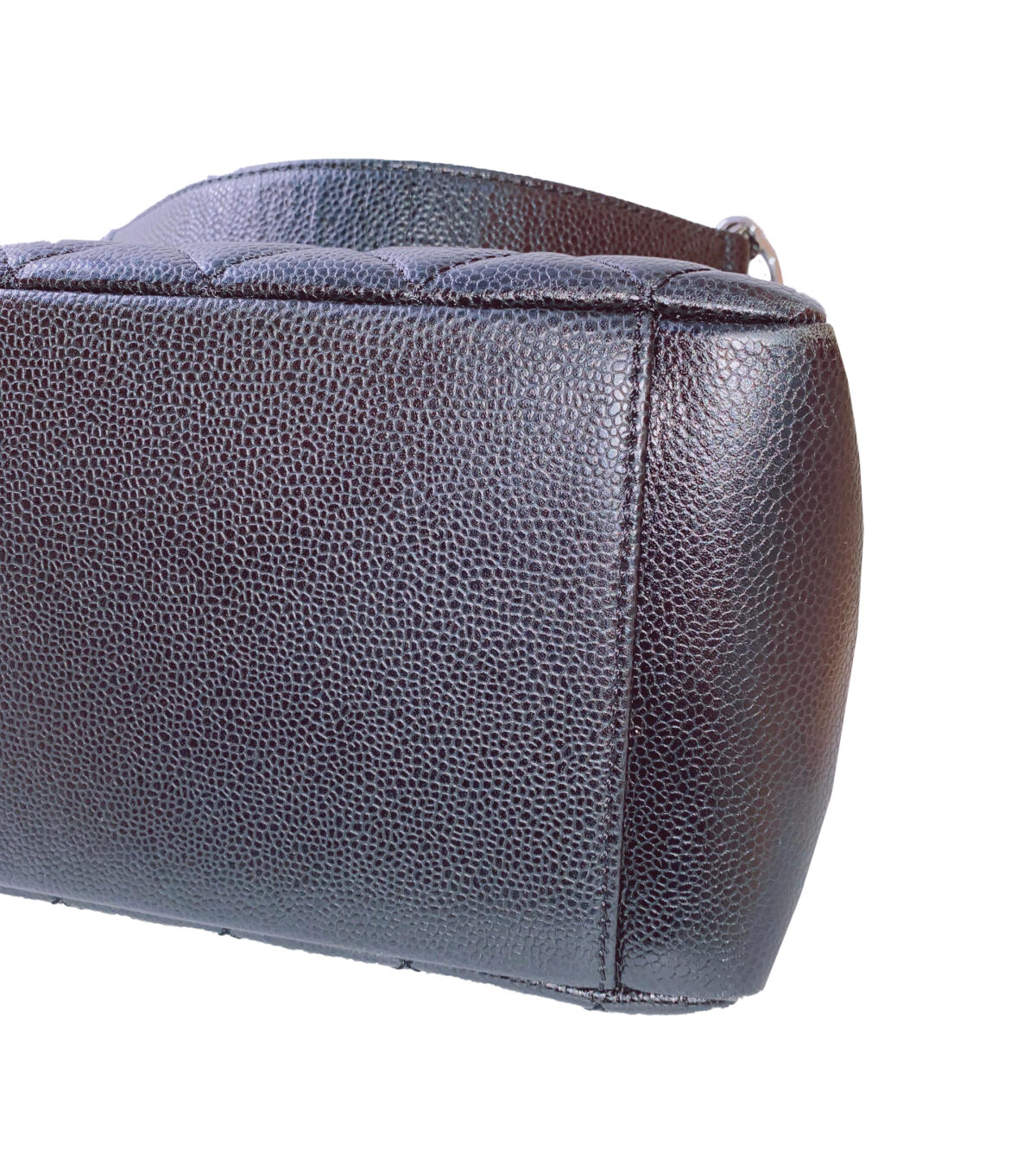 BLACK CAVIAR LEATHER GRAND SHOPPING TOTE BAG