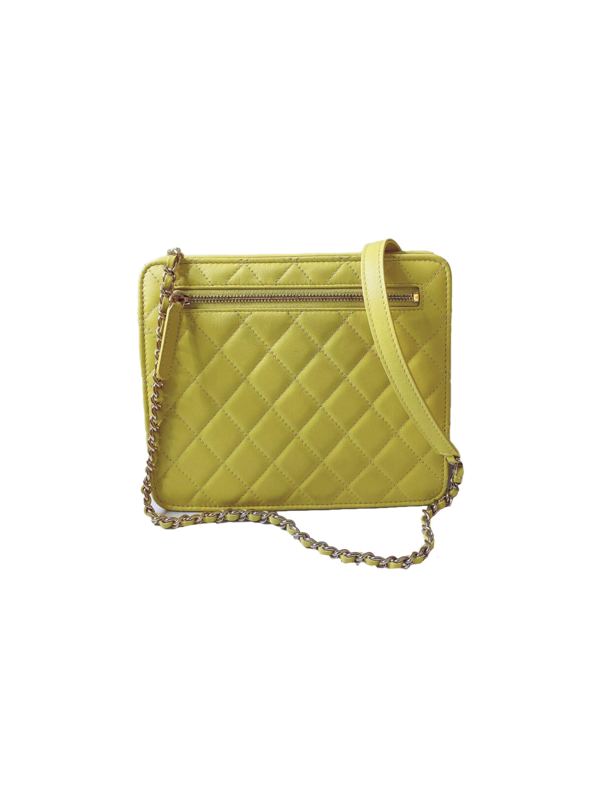 LIME YELLOW CLUTCH WITH CHAIN FRONT POCKET BAG