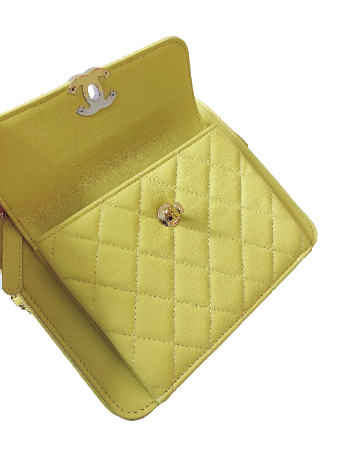 LIME YELLOW CLUTCH WITH CHAIN FRONT POCKET BAG