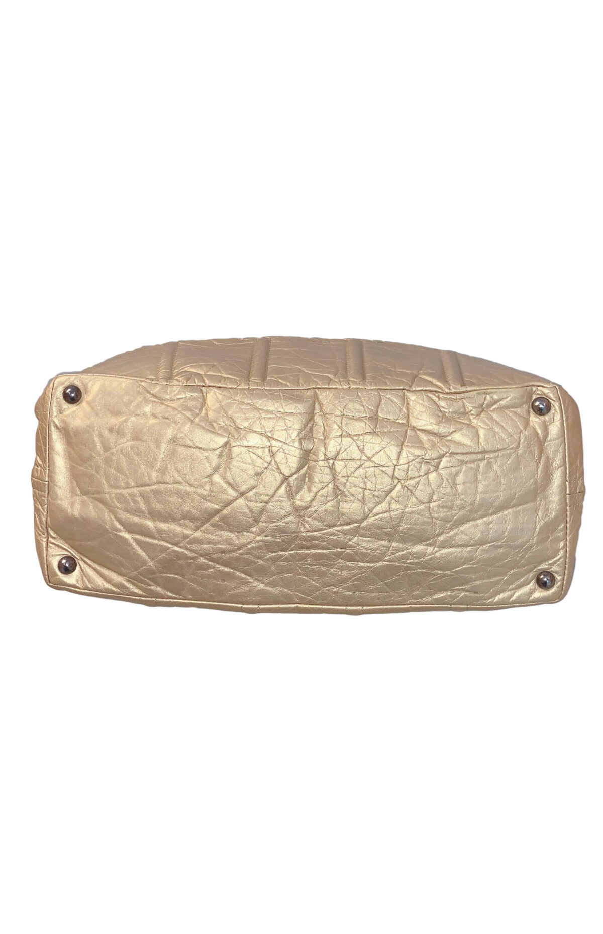 GOLD METALLIC AGED CALFSKIN LEATHER MOSCOW LARGE TOTE BAG