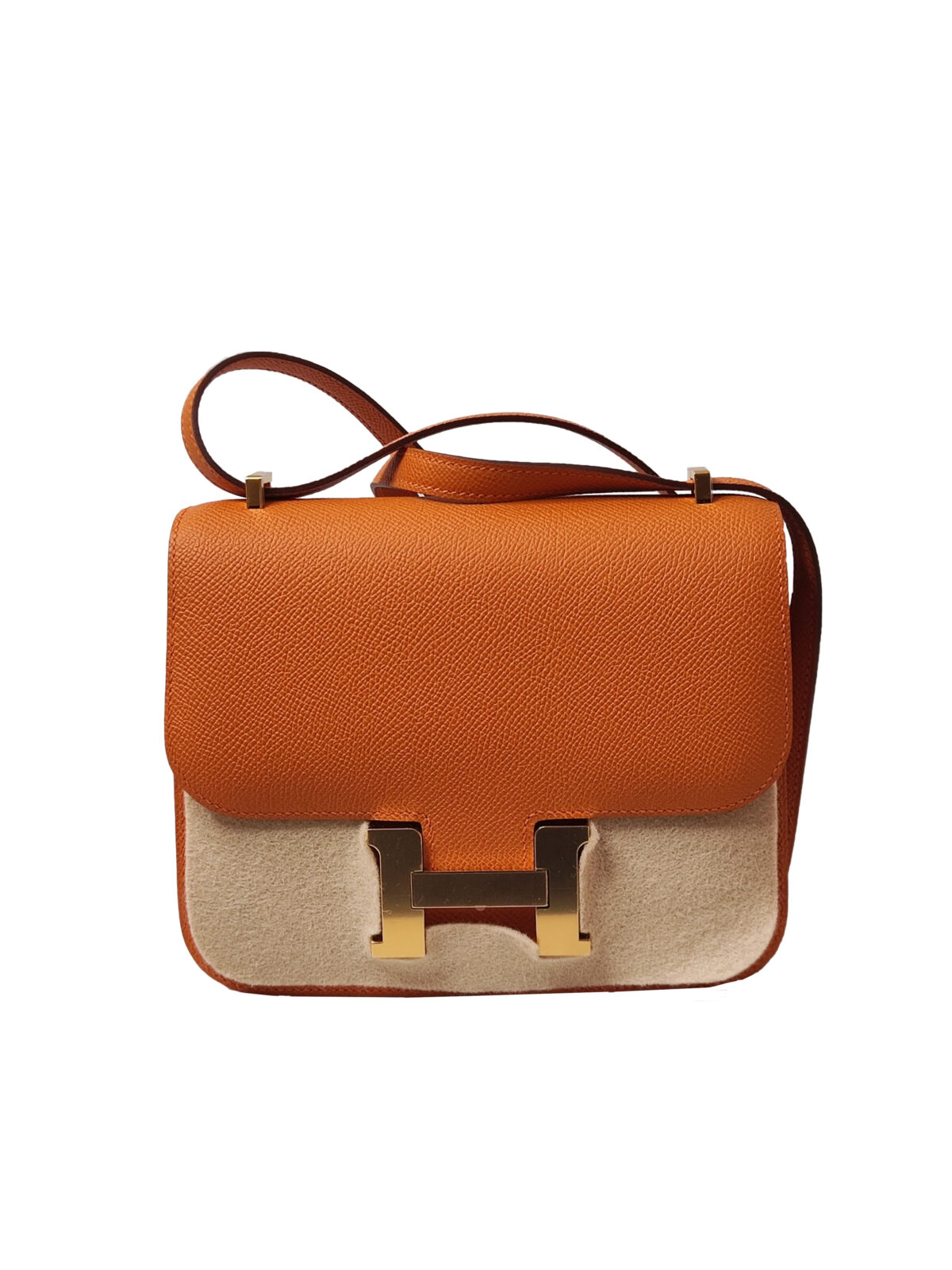 ORANGE EPSOM LEATHER CONSTANCE III MINI MIROIR SHOULDER BAG