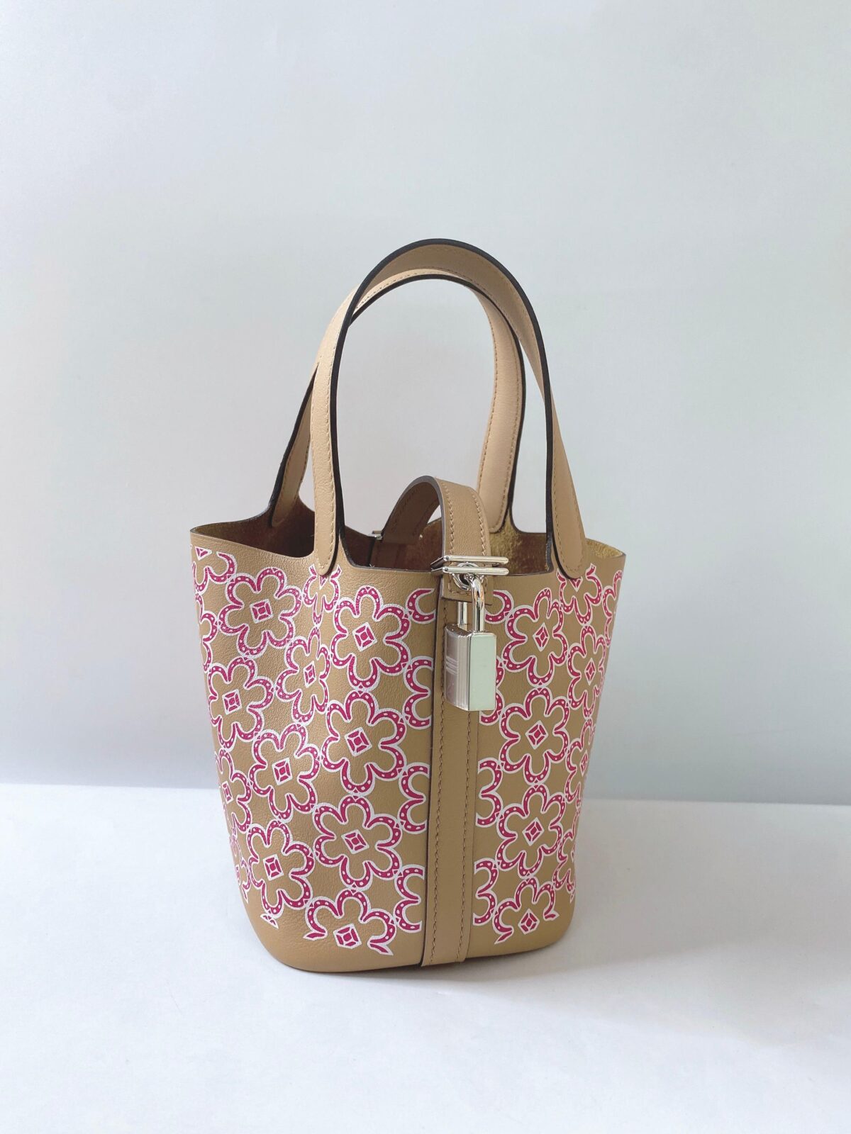 CHAI/ROSE SWIFT LEATHER LUCKY DAISY PICOTIN LOCK MICRO BAG