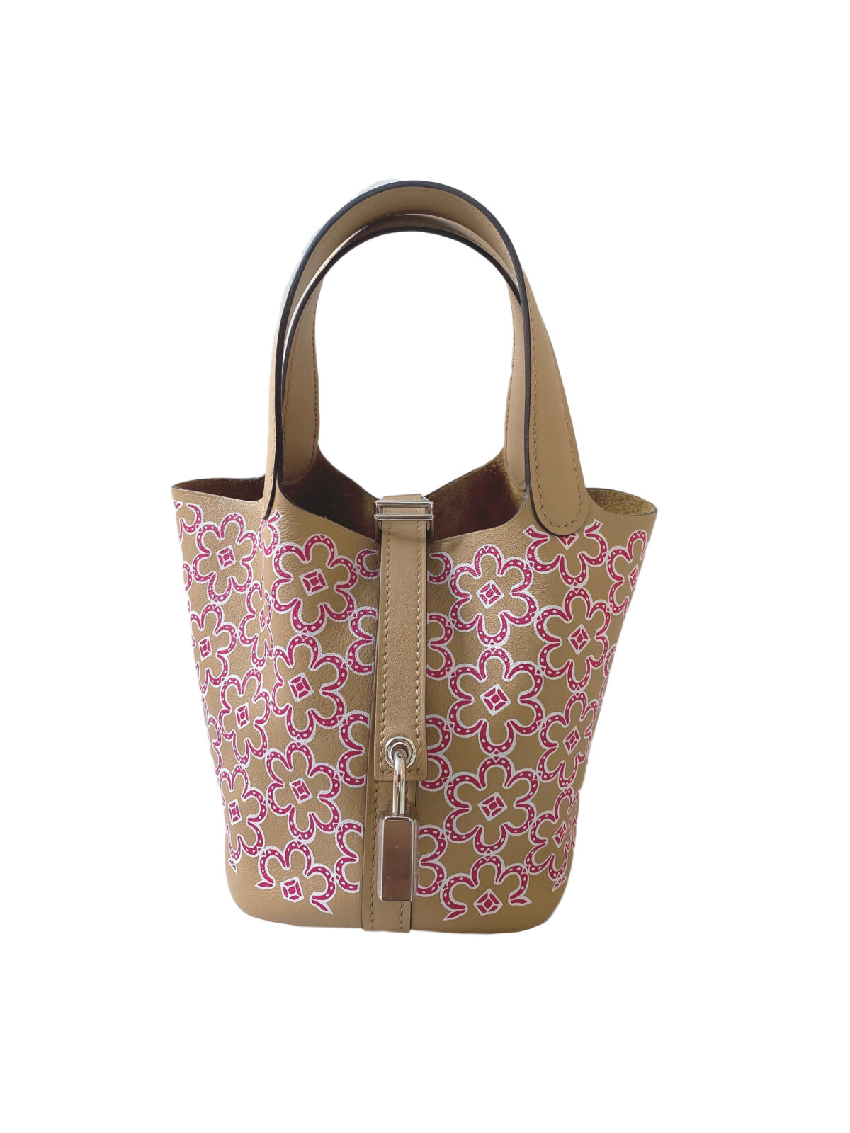 CHAI/ROSE SWIFT LEATHER LUCKY DAISY PICOTIN LOCK MICRO BAG
