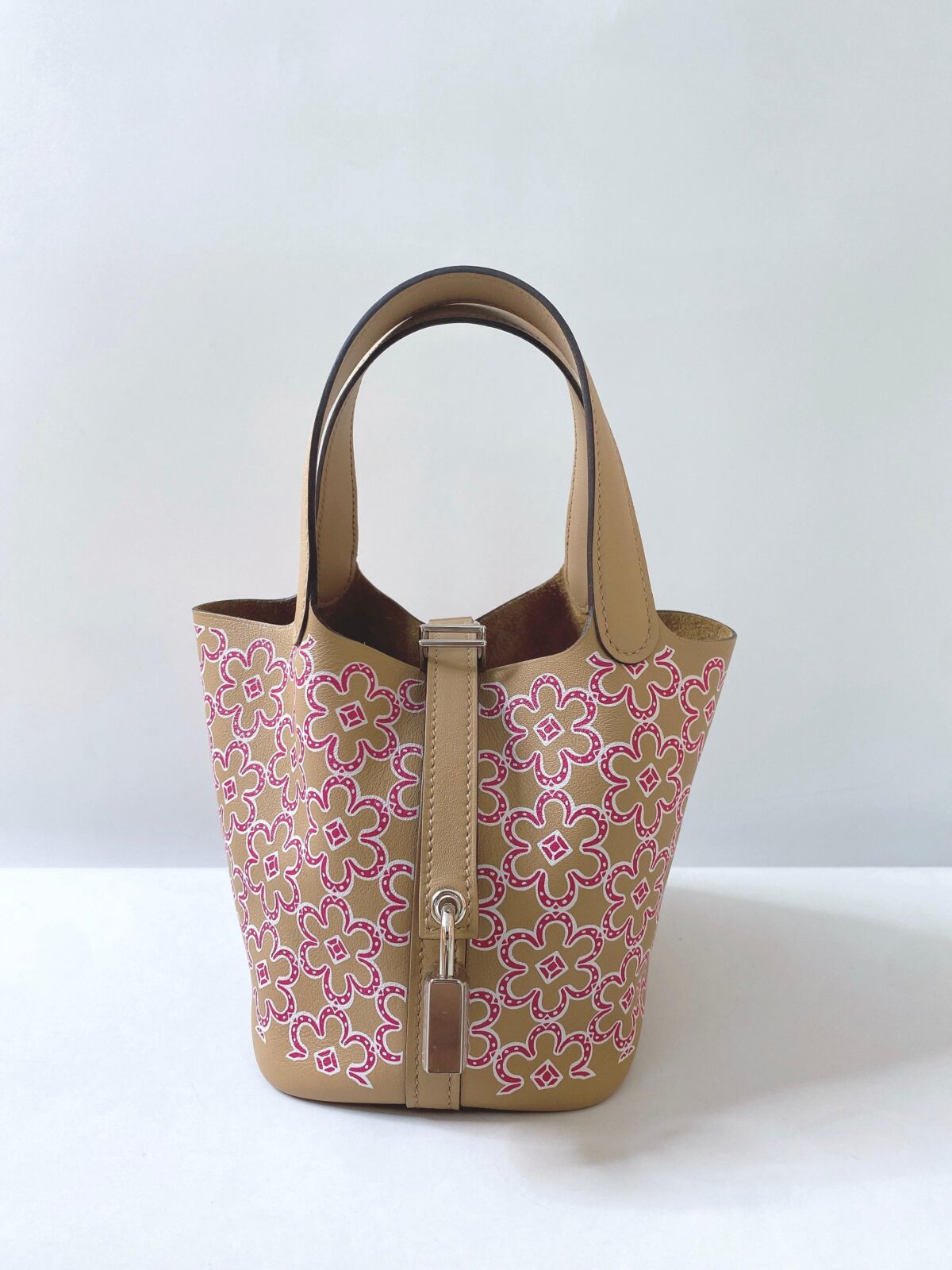 CHAI/ROSE SWIFT LEATHER LUCKY DAISY PICOTIN LOCK MICRO BAG