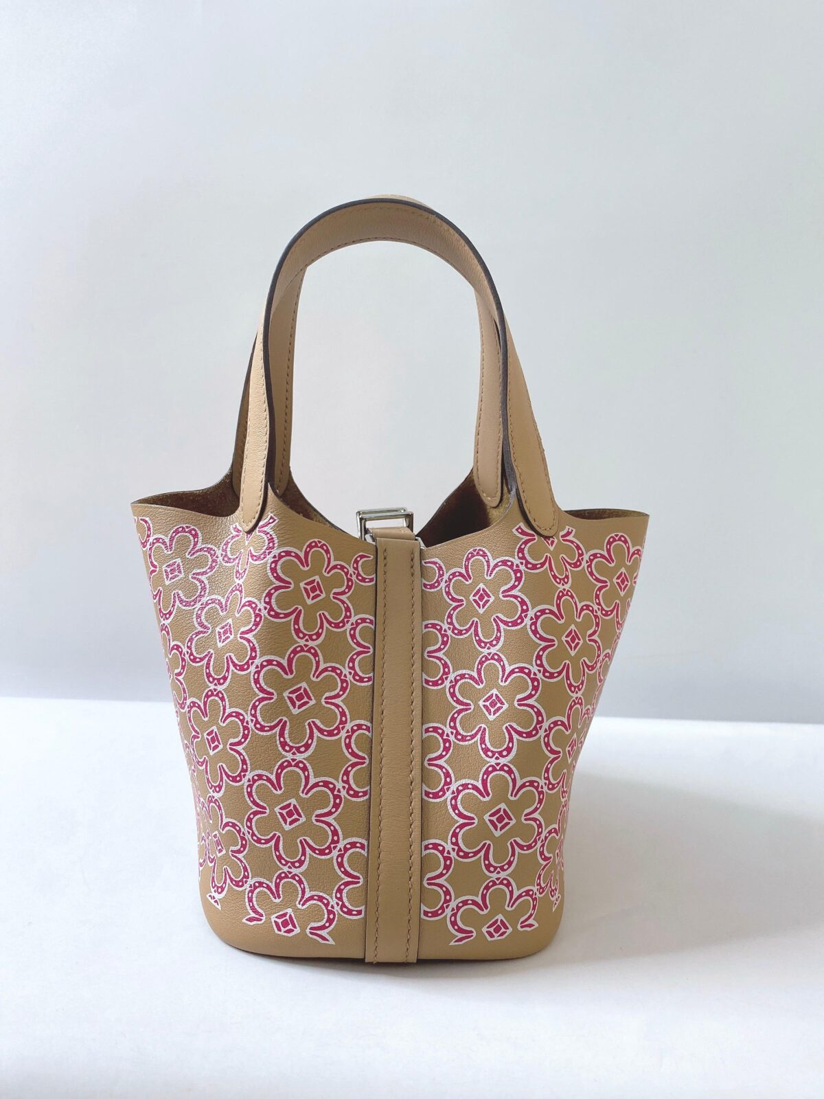 CHAI/ROSE SWIFT LEATHER LUCKY DAISY PICOTIN LOCK MICRO BAG