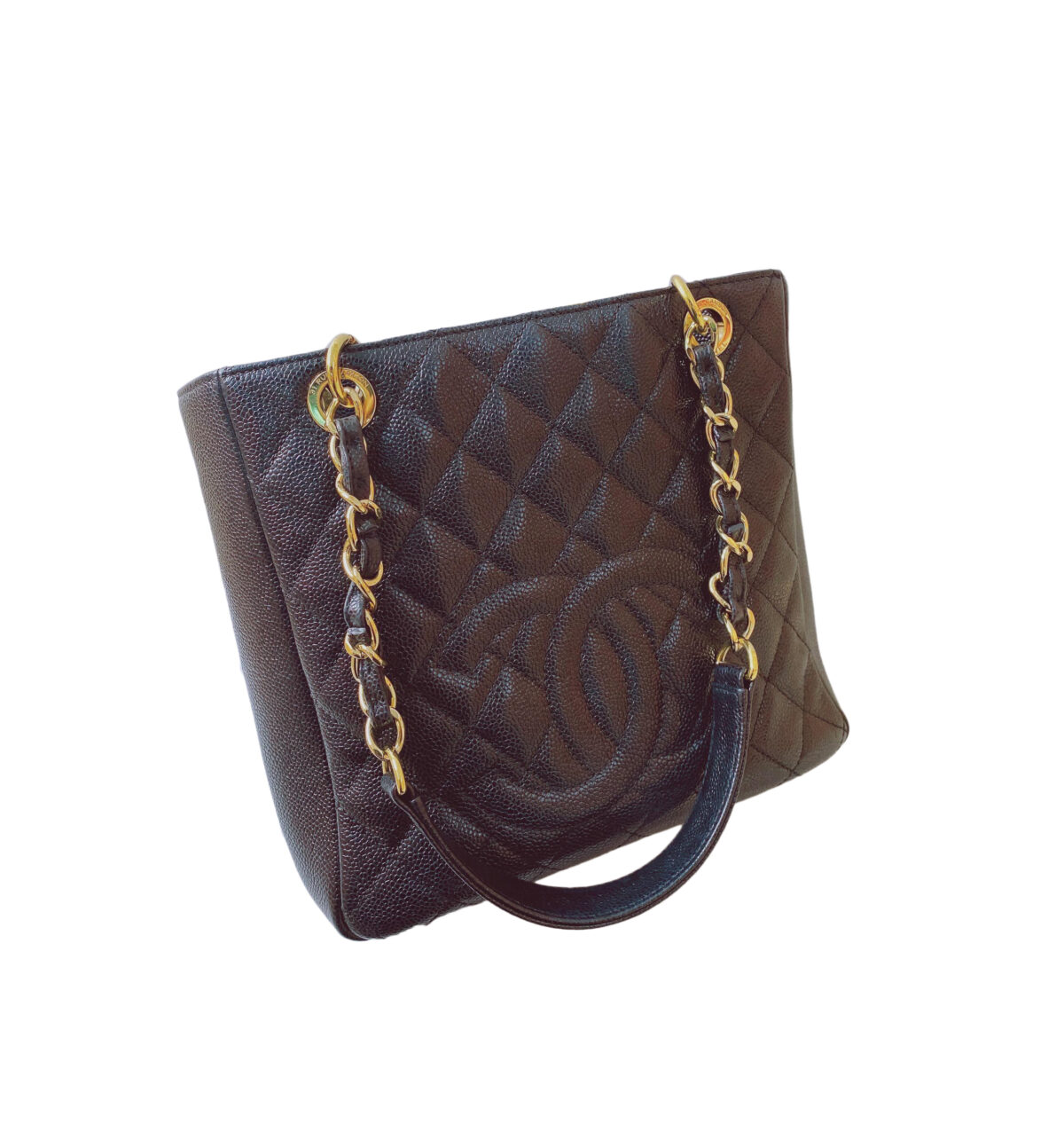 BLACK CAVIAR LEATHER PETITE SHOPPER BAG