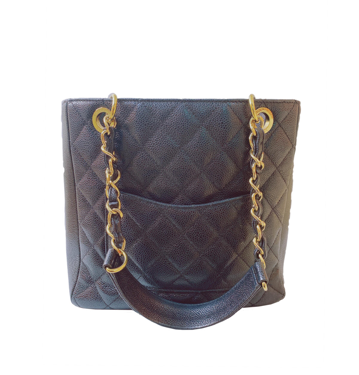 BLACK CAVIAR LEATHER PETITE SHOPPER BAG
