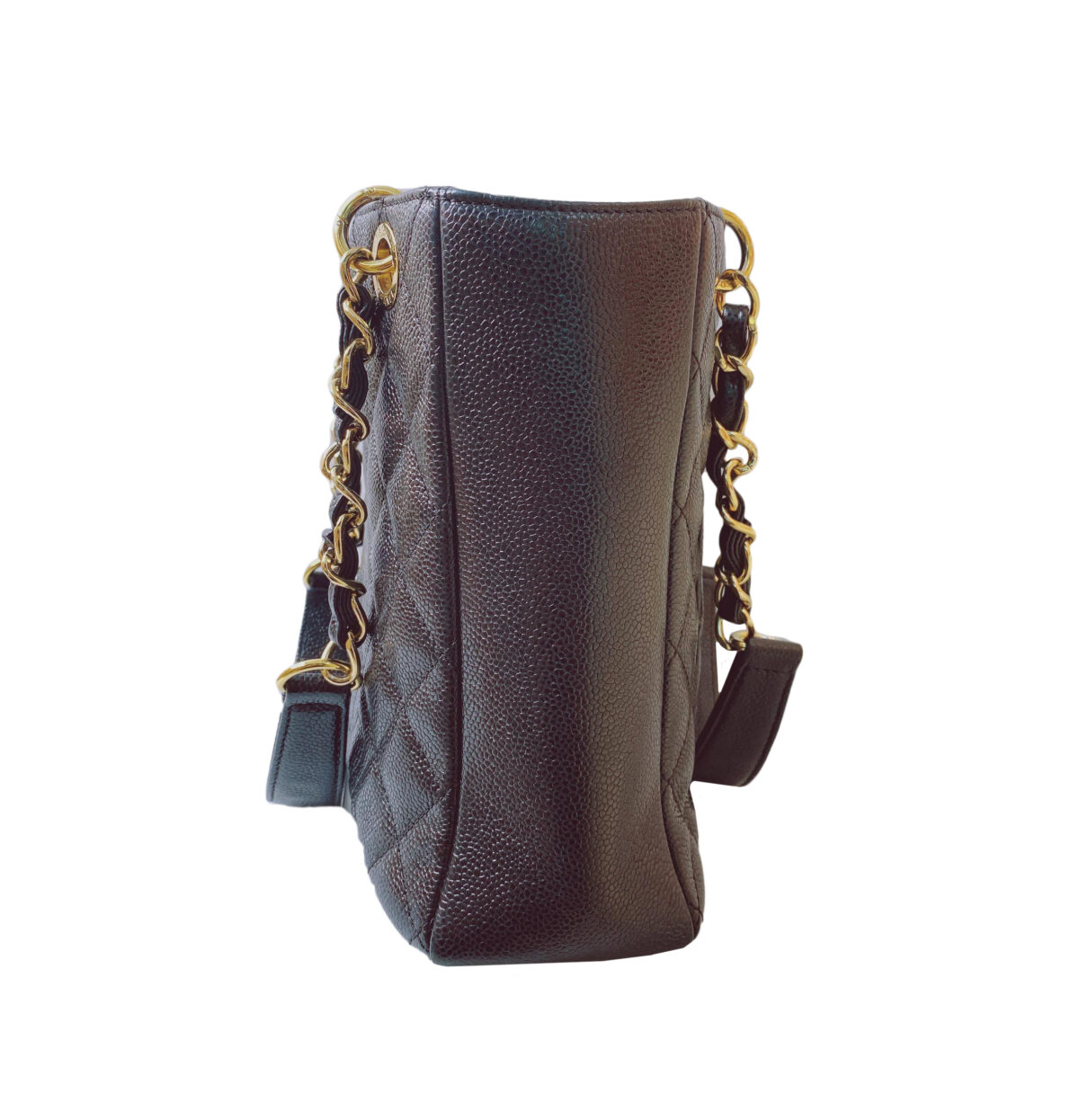 BLACK CAVIAR LEATHER PETITE SHOPPER BAG