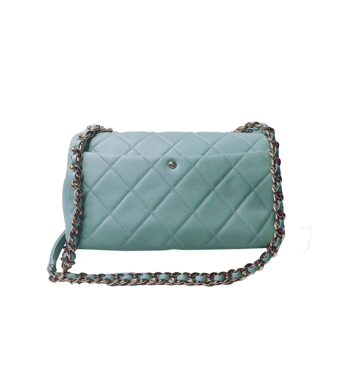 LIGHT BLUE ELEGANT RESIN BI-COLOR CHAIN FLAP BAG