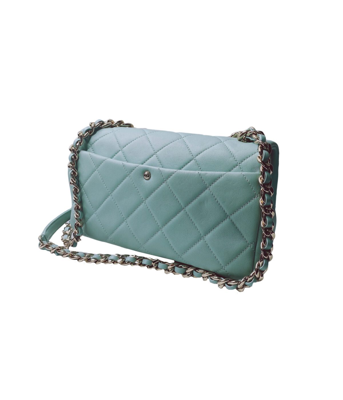 LIGHT BLUE ELEGANT RESIN BI-COLOR CHAIN FLAP BAG