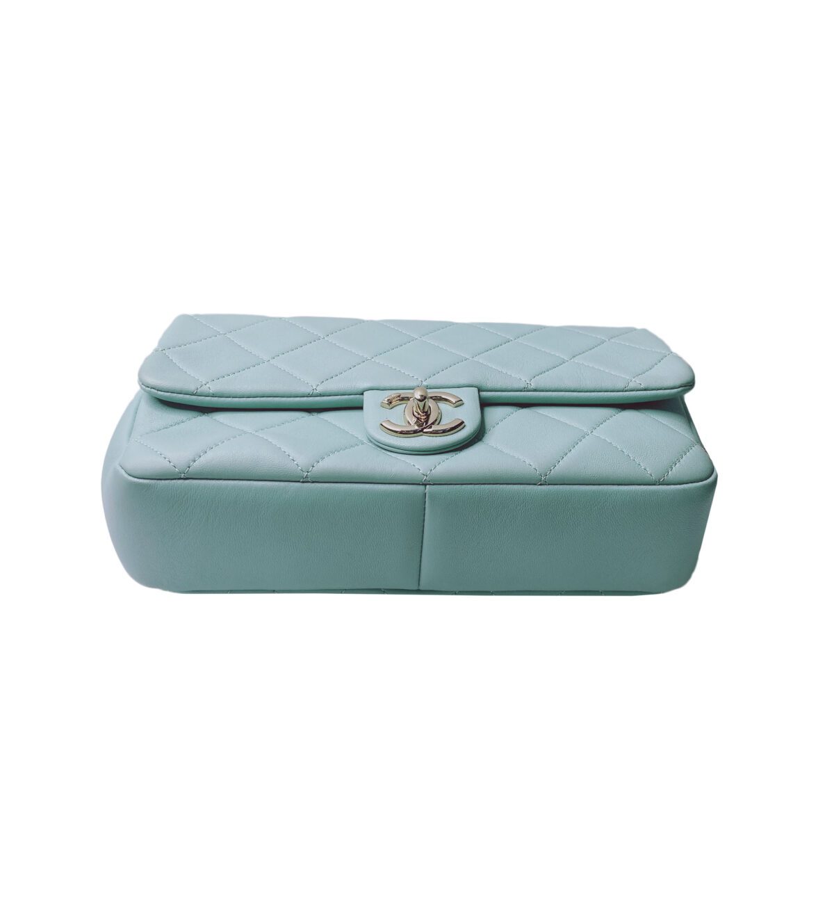 LIGHT BLUE ELEGANT RESIN BI-COLOR CHAIN FLAP BAG
