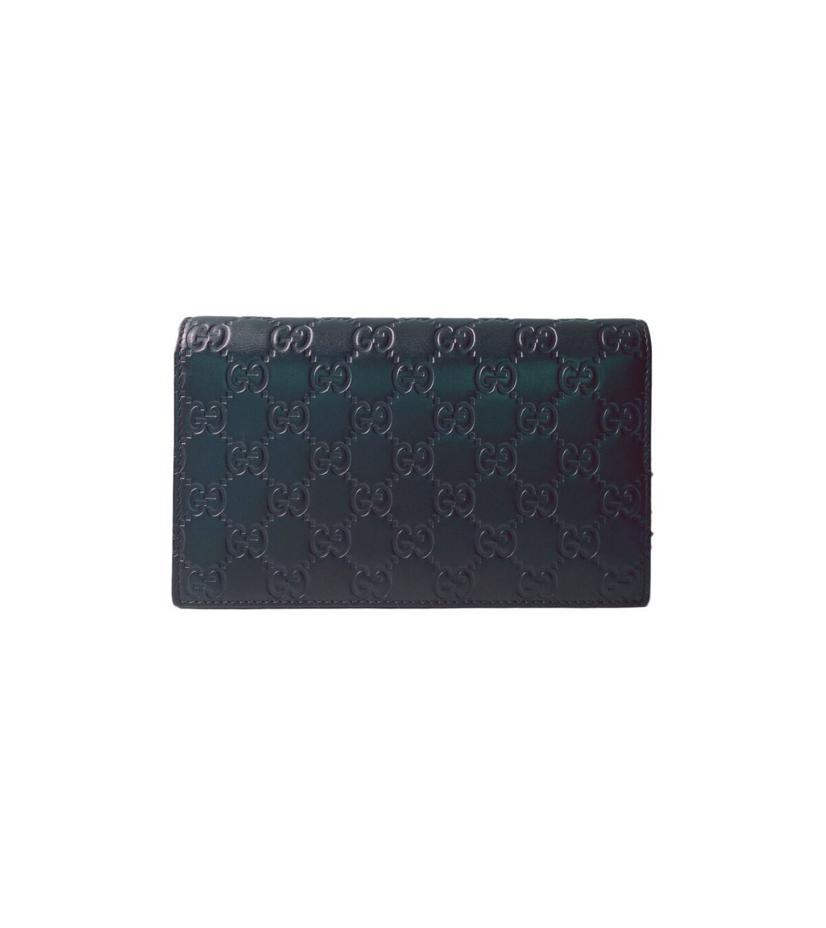 BLACK GUCCISSIMA INTERLOCKING G WALLET ON CHAIN