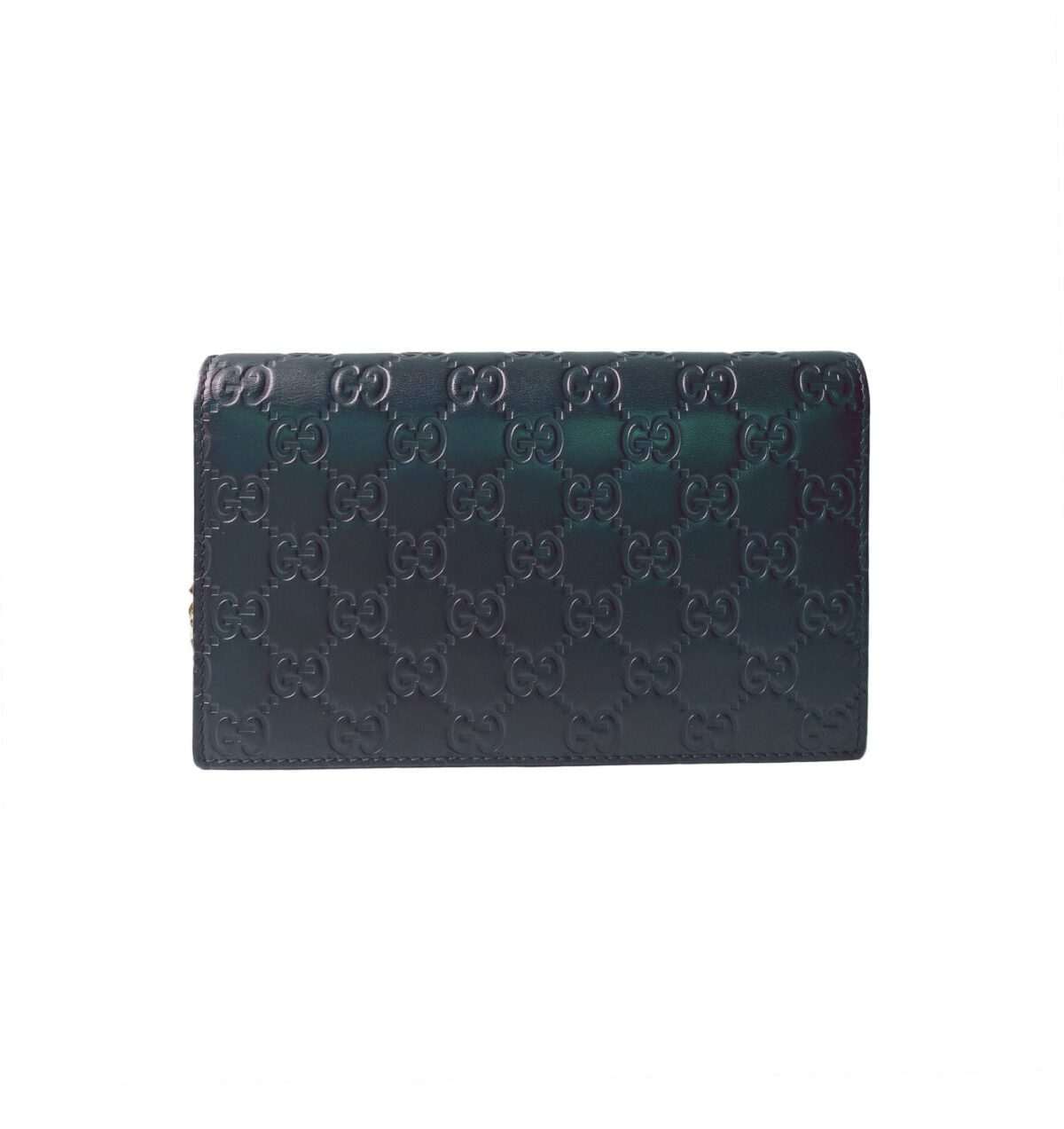 BLACK GUCCISSIMA INTERLOCKING G WALLET ON CHAIN