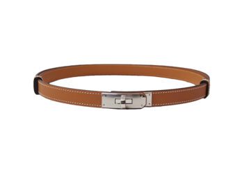 GOLD EPSOM AND CALFSKIN LEATHER KELLY 18 BELT ADJUSTABLE PHW