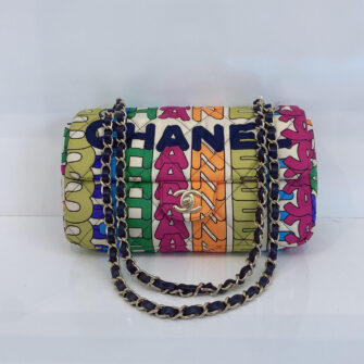 MULTICOLOR RAINBOW LOGO SILK MEDIUM SINGLE FLAP BAG