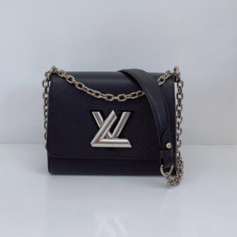 BLACK EPI LEATHER TWIST PM SHOULDER BAG