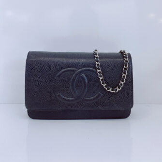 BLACK CAVIAR LEATHER TIMELESS WALLET ON CHAIN